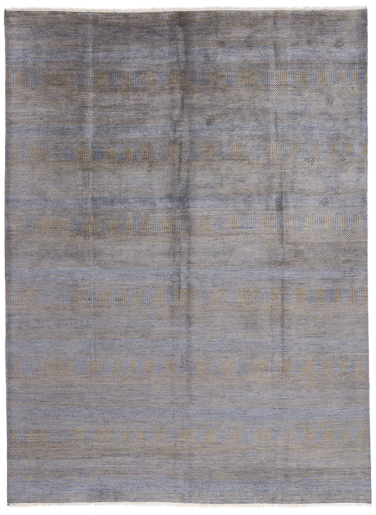 9 x 12 Gray Transitional Wool and Silk Rug 30332
