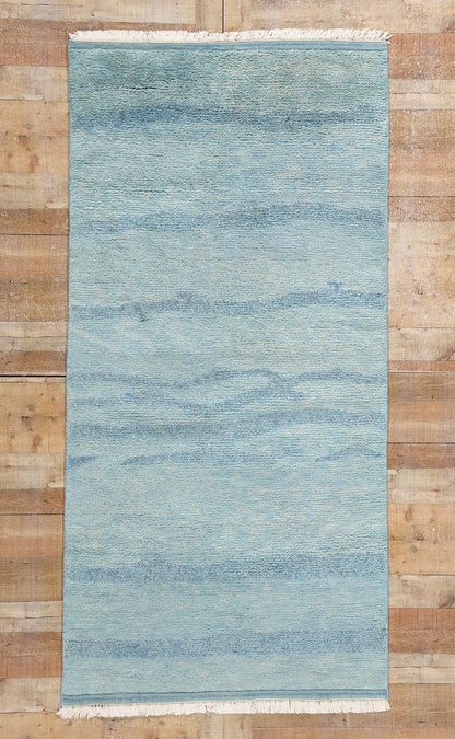 4 x 8 Tranquil Tides Modern Blue Moroccan Rug 31308