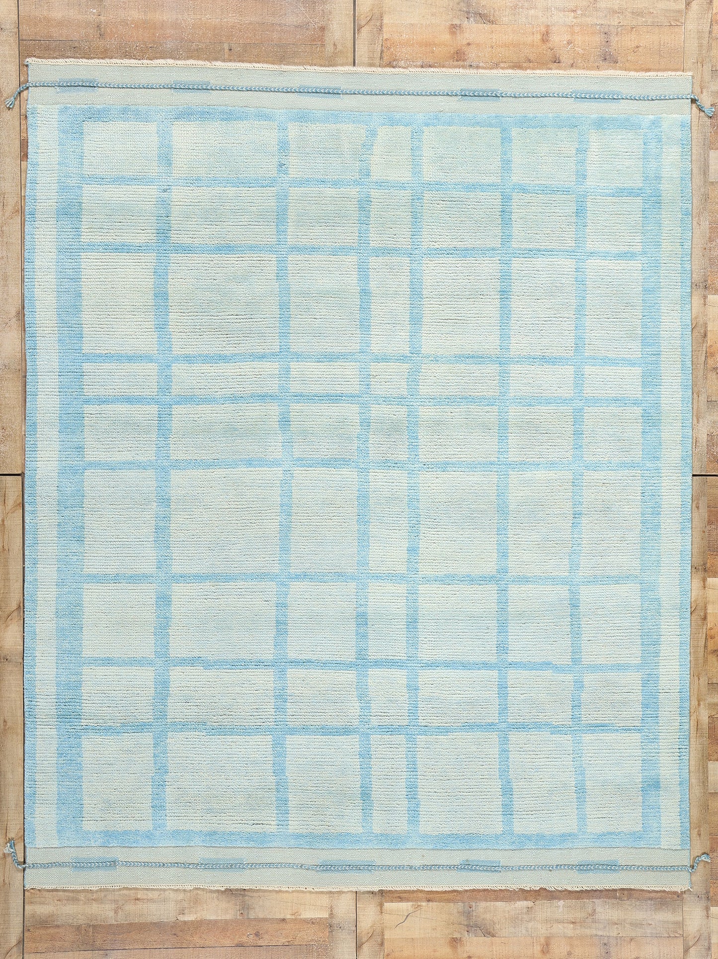 8 x 10 Cubist Azure Grid Modern Moroccan Rug 31245