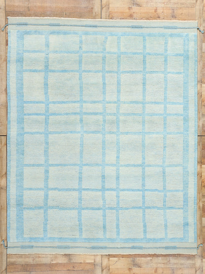 8 x 10 Cubist Azure Grid Modern Moroccan Rug 31245