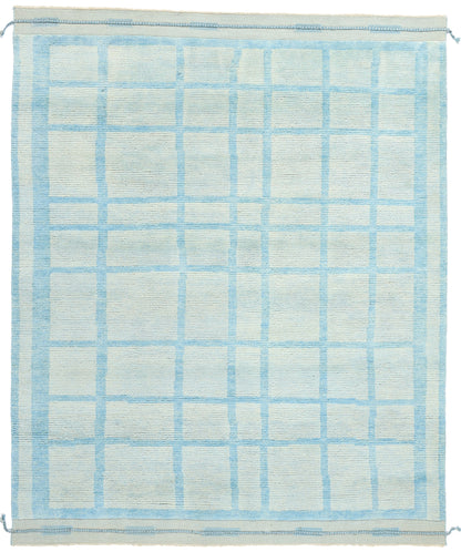 8 x 10 Cubist Azure Grid Modern Moroccan Rug 31245
