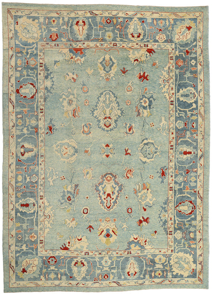 11 x 16 Modern Blue Turkish Oushak Rug 51856