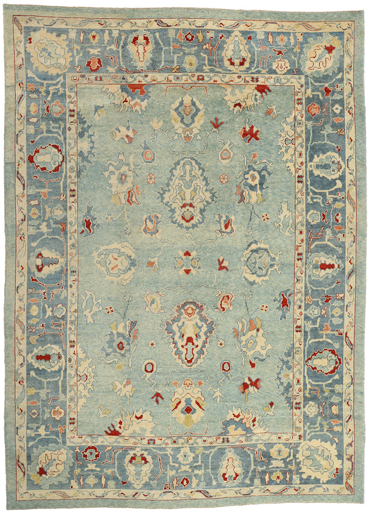 11 x 16 Modern Blue Turkish Oushak Rug 51856