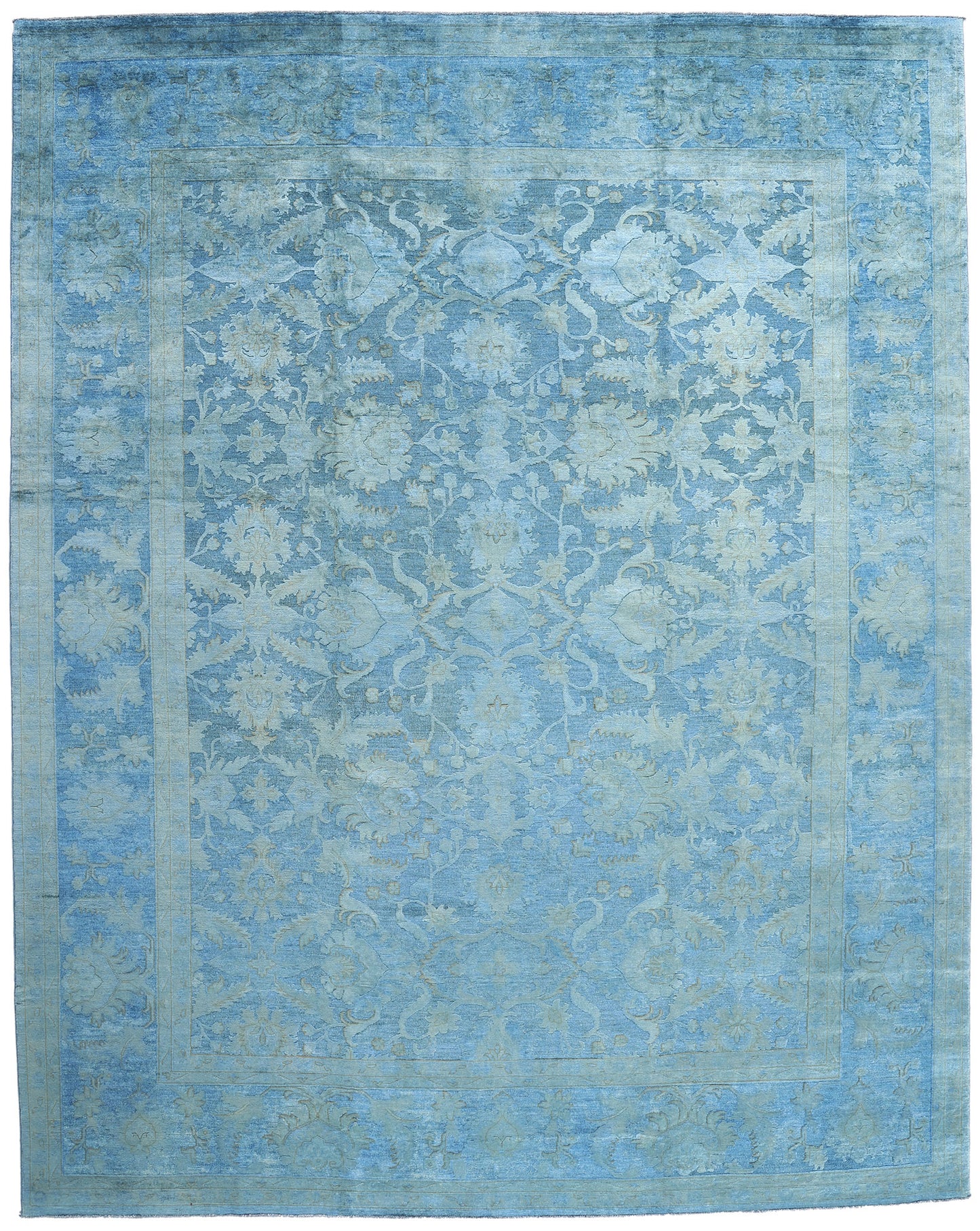 12 x 15 Hand-Carved Textured Blue Overdyed Rug 80935