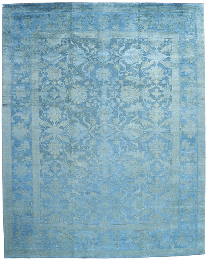 12 x 15 Hand-Carved Textured Blue Overdyed Rug 80935