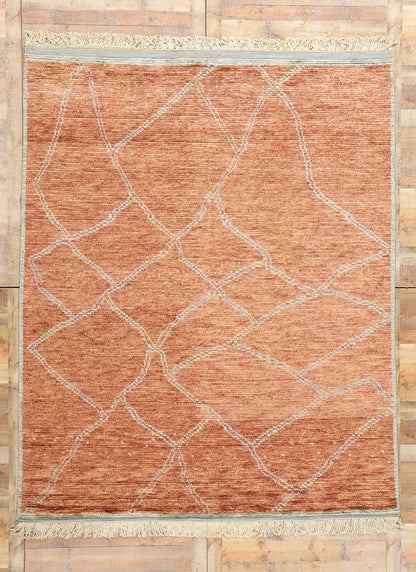 8 x 10 Burnt Sienna Cascade Modern Moroccan Rug 31246