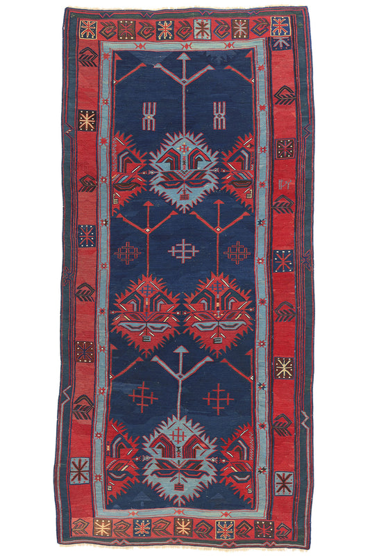 5 x 10 Antique Caucasian Avar Kilim Rug 78944