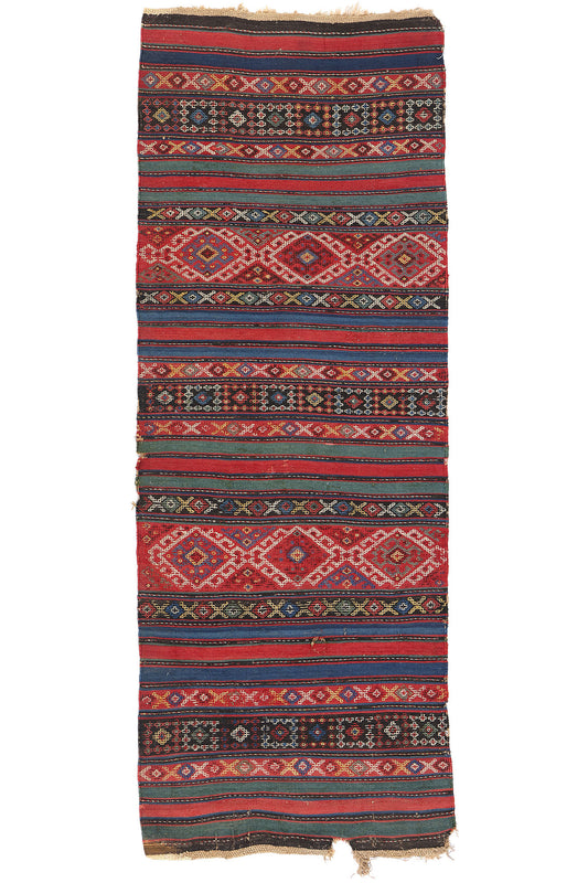 2 x 7 Antique Caucasian Shahsavan Jajim Kilim Rug 78943