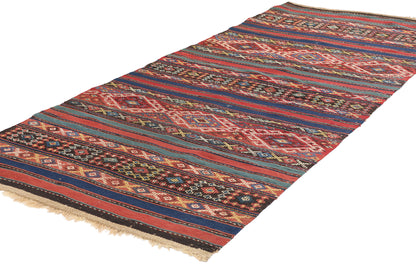 3 x 7 Antique Caucasian Shahsavan Jajim Kilim Rug 78950