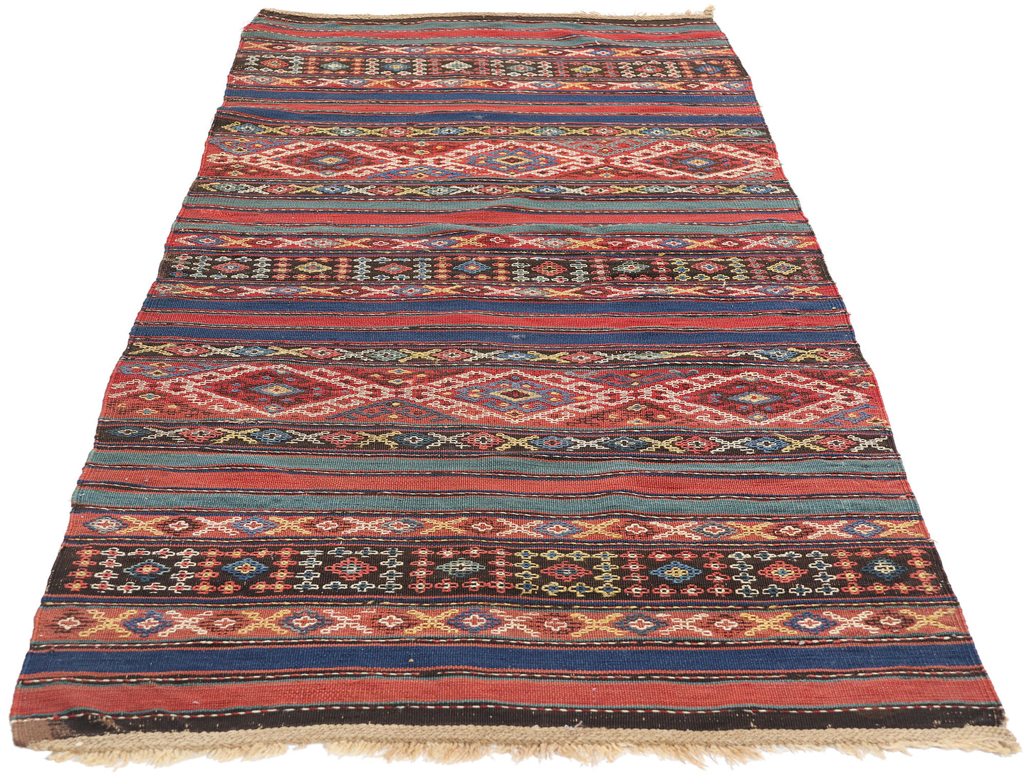 3 x 7 Antique Caucasian Shahsavan Jajim Kilim Rug 78950