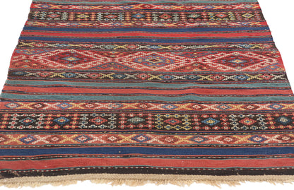 3 x 7 Antique Caucasian Shahsavan Jajim Kilim Rug 78950
