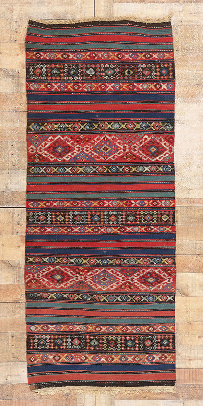 3 x 7 Antique Caucasian Shahsavan Jajim Kilim Rug 78950