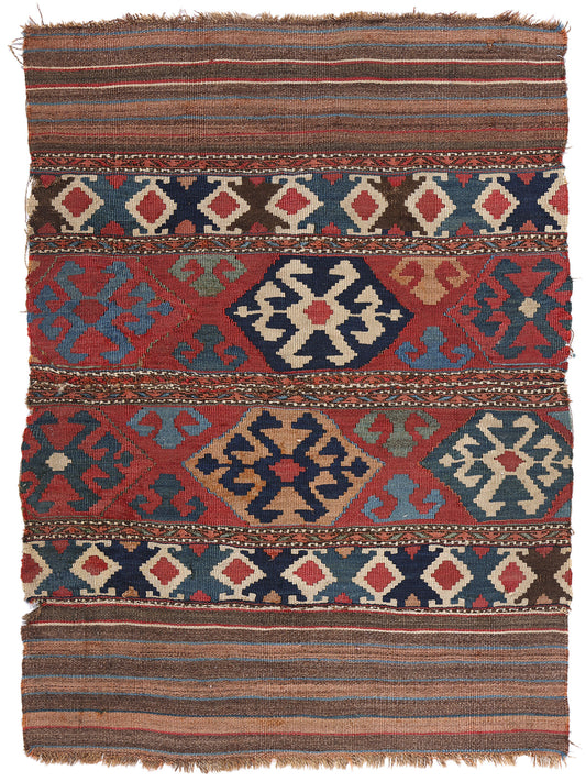 3 x 4 Antique Caucasian Shirvan Kilim Rug 78941