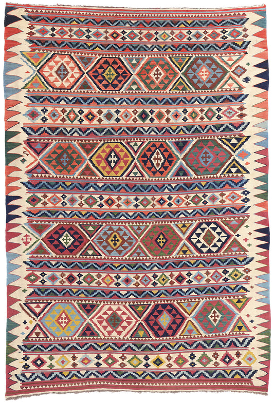 7 x 10 Antique Caucasian Shirvan Kilim Rug 78946