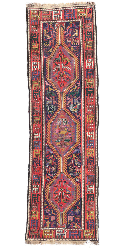3 x 10 Antique Caucasian Soumak Rug 78937