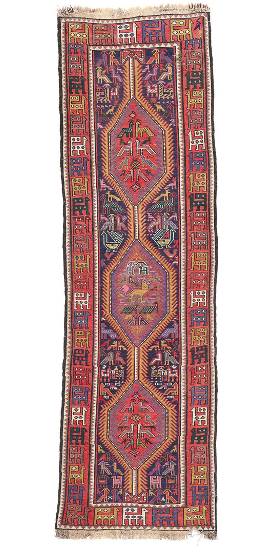 3 x 10 Antique Caucasian Soumak Rug 78937