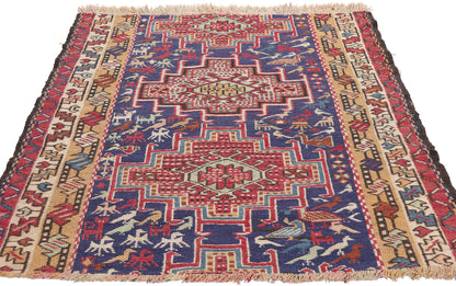 3 x 4 Antique Caucasian Soumak Rug 78942