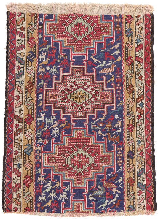 3 x 4 Antique Caucasian Soumak Rug 78942