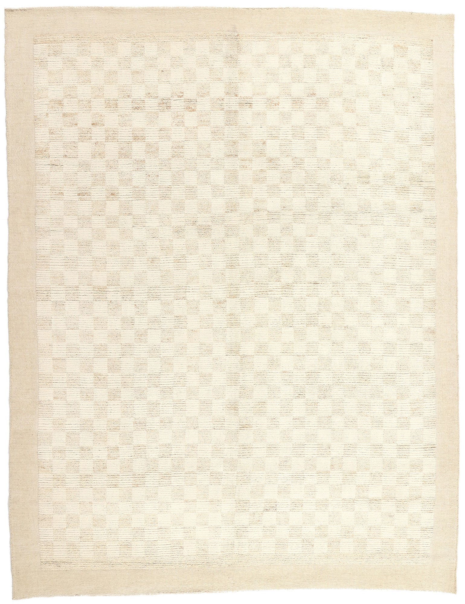 9 x 12 Modern Beige Checkered Moroccan Rug 81071