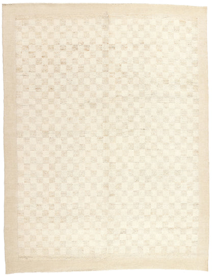 9 x 12 Modern Beige Checkered Moroccan Rug 81071