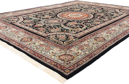 9 x 12 Vintage Black Chinese Savonnerie Rug 79095