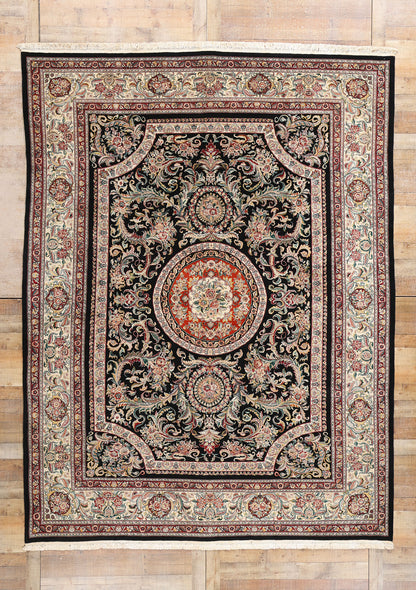 9 x 12 Vintage Black Chinese Savonnerie Rug 79095