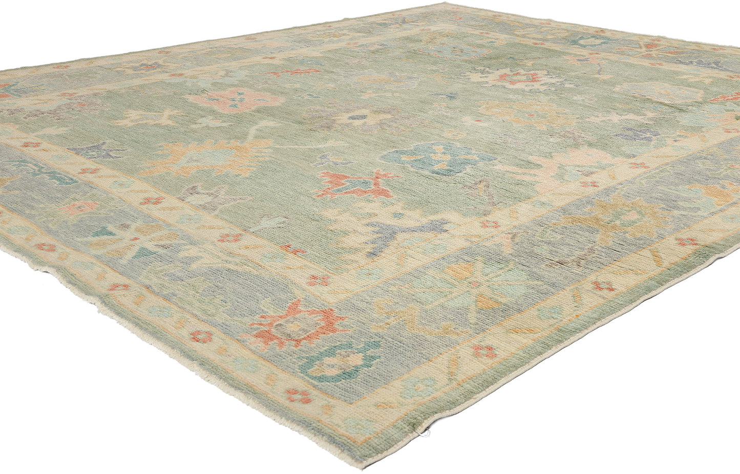 8 x 10 Modern Green Turkish Oushak Rug 53961
