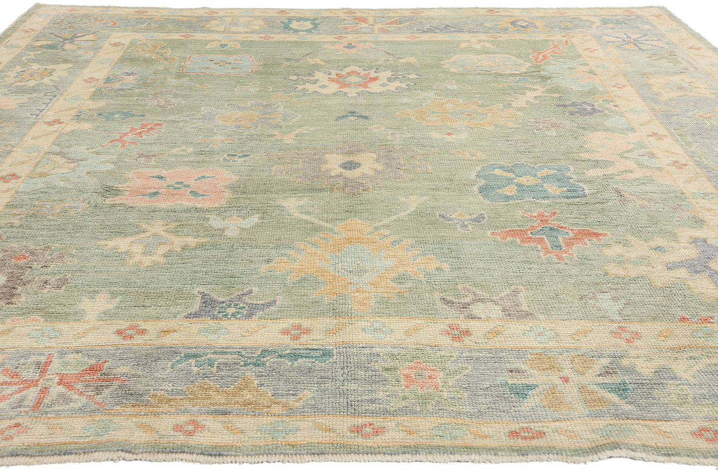 8 x 10 Modern Green Turkish Oushak Rug 53961