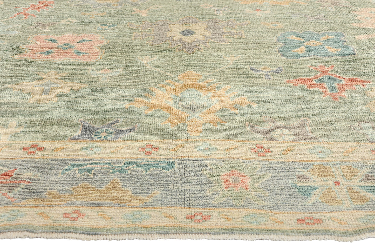 8 x 10 Modern Green Turkish Oushak Rug 53961