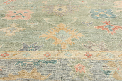 8 x 10 Modern Green Turkish Oushak Rug 53961
