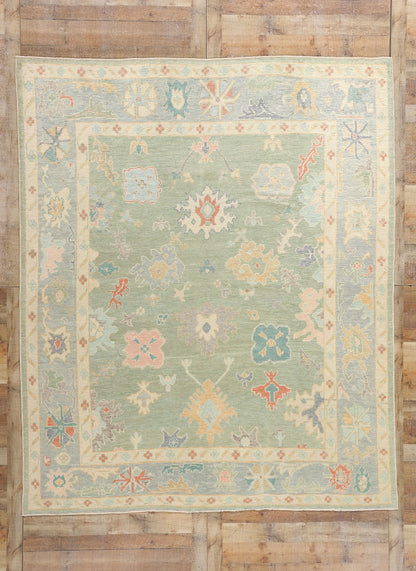 8 x 10 Modern Green Turkish Oushak Rug 53961