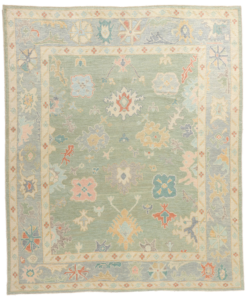 8 x 10 Modern Green Turkish Oushak Rug 53961