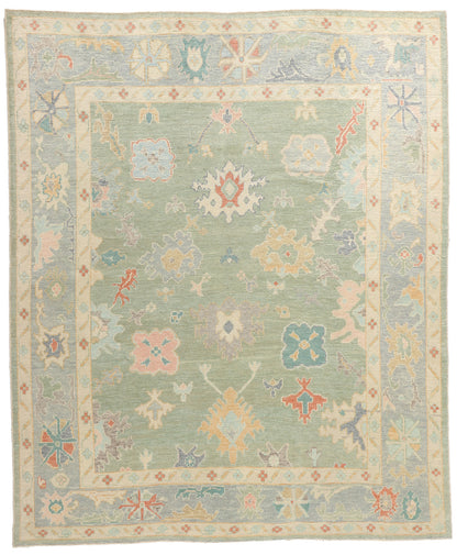 8 x 10 Modern Green Turkish Oushak Rug 53961