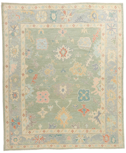 8 x 10 Modern Green Turkish Oushak Rug 53961