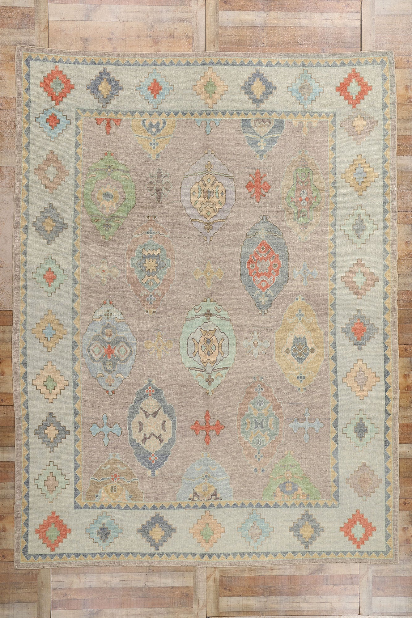 10 x 13 Modern Turkish Oushak Rug 53957