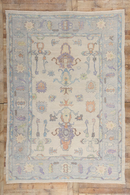 7 x 10 Modern Colorful Turkish Oushak Rug 54003