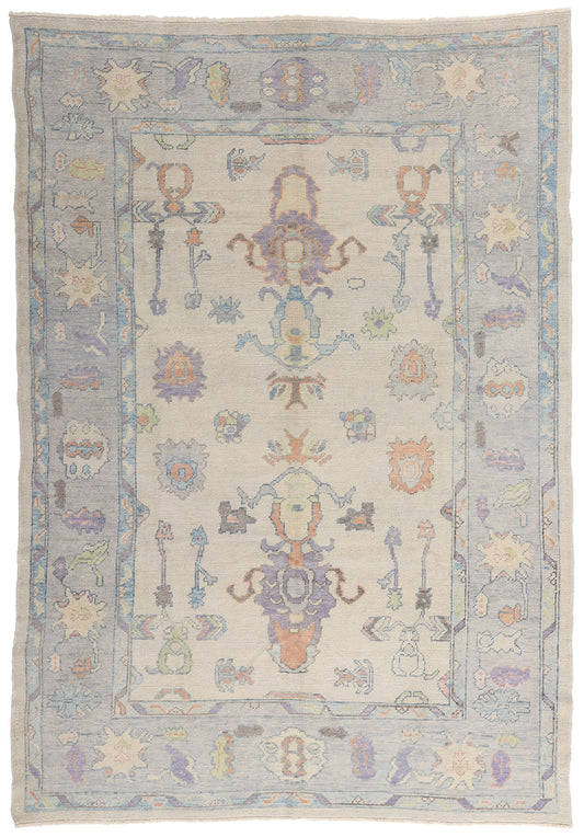 7 x 10 Modern Colorful Turkish Oushak Rug 54003
