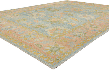 9 x 13 Colorful Blue Turkish Oushak Rug 53952