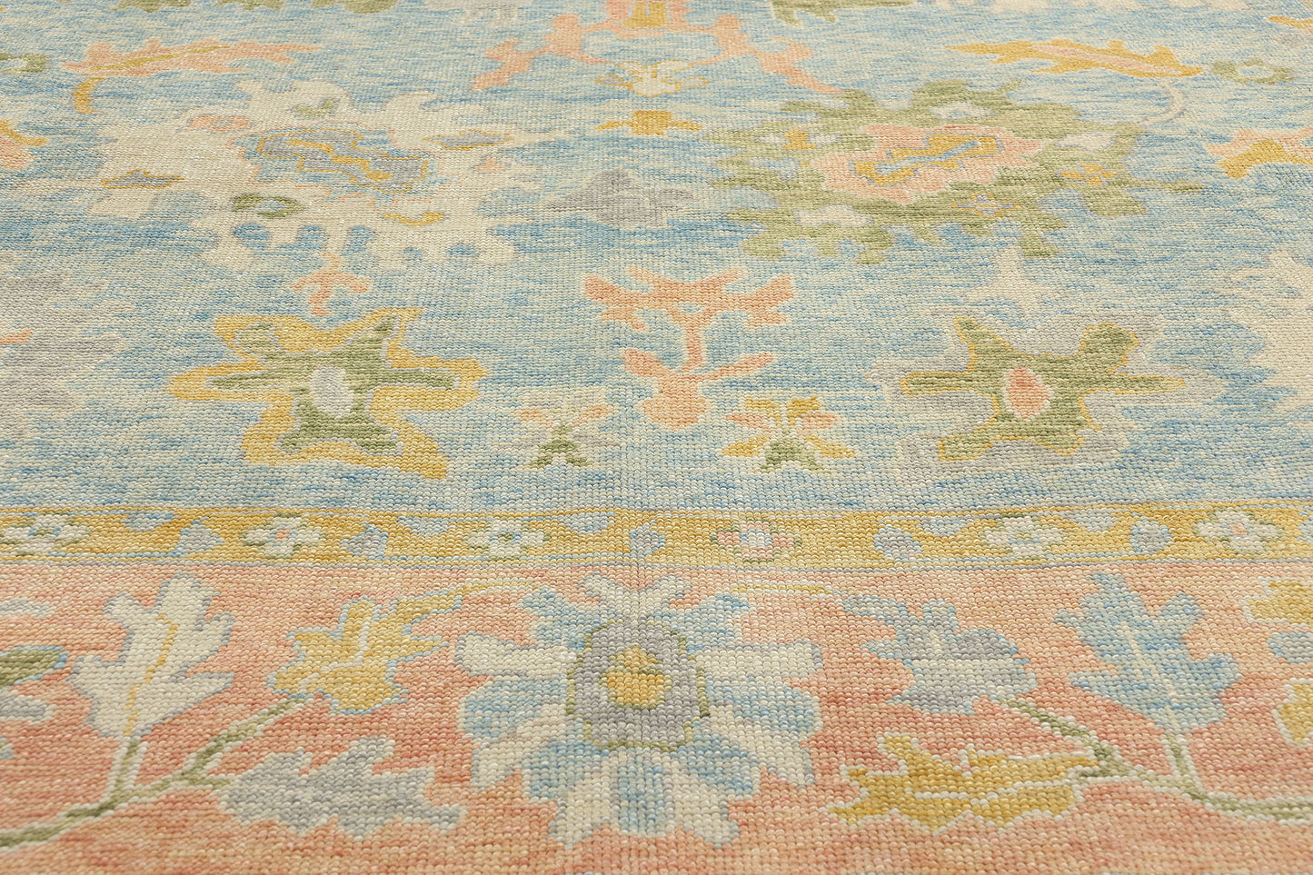 9 x 13 Colorful Blue Turkish Oushak Rug 53952