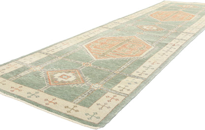 4 x 13 Modern Green Turkish Oushak Rug 53983