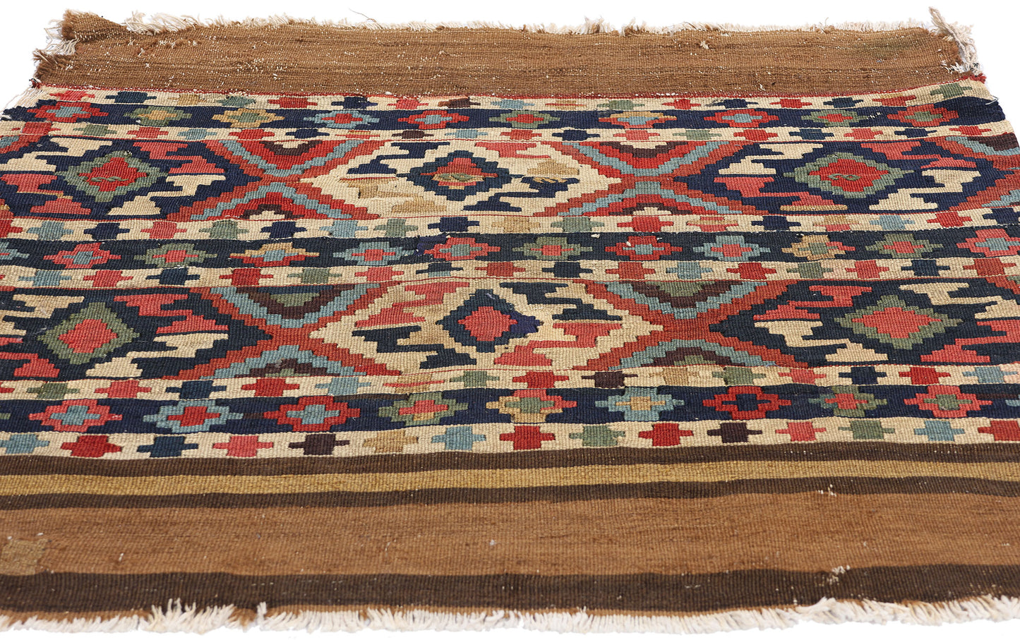 3 x 3 Antique-Worn Caucasian Shirvan Kilim Rug 78998