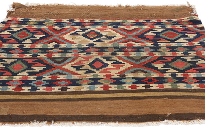 3 x 3 Antique-Worn Caucasian Shirvan Kilim Rug 78998