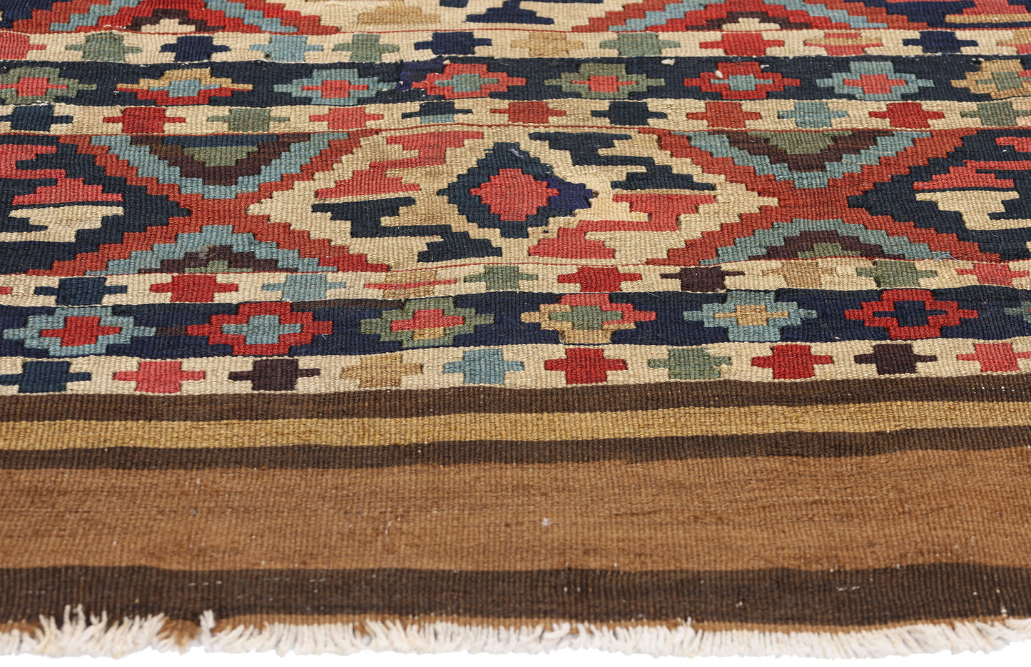 3 x 3 Antique-Worn Caucasian Shirvan Kilim Rug 78998