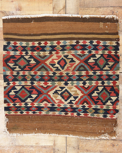 3 x 3 Antique-Worn Caucasian Shirvan Kilim Rug 78998