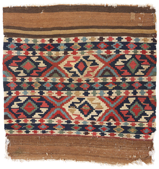 3 x 3 Antique-Worn Caucasian Shirvan Kilim Rug 78998