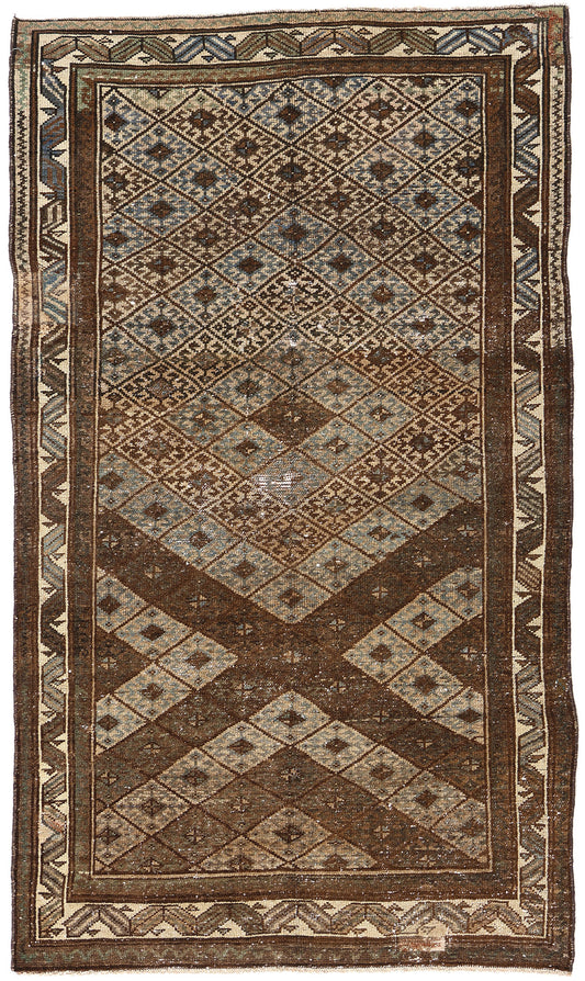 4 x 7 Antique-Worn Persian Hamadan Rug 61016