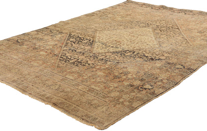 4 x 6 Antique-Worn Persian Mahi Tabriz Rug 78987