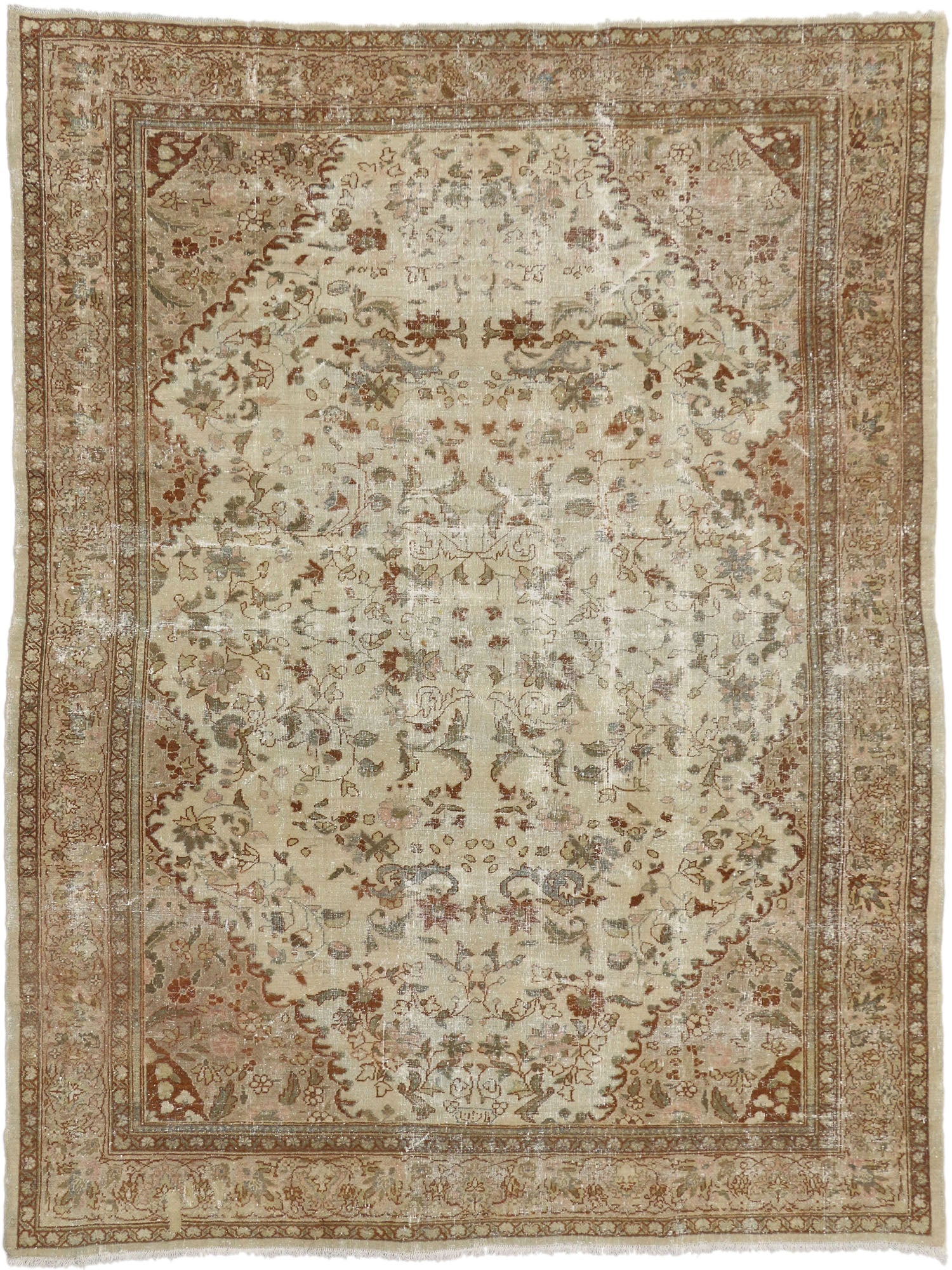 7 x 9 Antique-Worn Persian Mahal Rug 74939