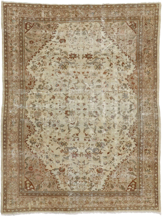 7 x 9 Antique-Worn Persian Mahal Rug 74939