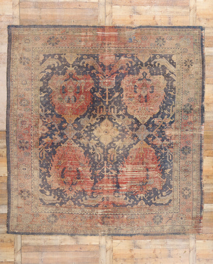 9 x 10 Antique Turkish Oushak Rug 78744
